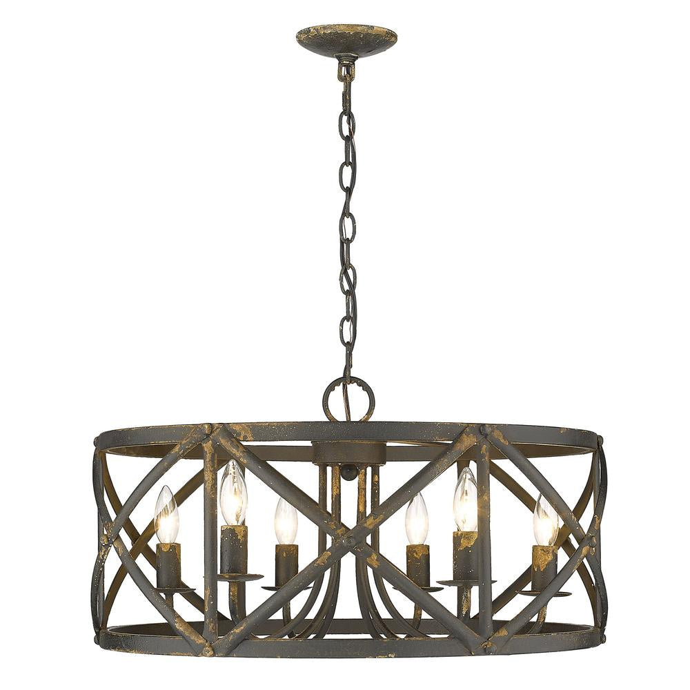 Golden - 0890-6 ABI - Six Light Chandelier - Alcott - Antique Black Iron