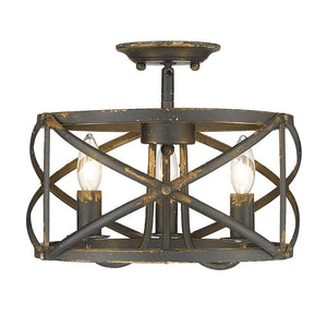 Golden - 0890-SF ABI - Three Light Semi-Flush Mount - Alcott - Antique Black Iron