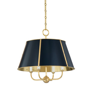 Hudson Valley - MDS120-AGB/DBL - Four Light Chandelier - Cambridge - Aged Brass/Darkest Blue