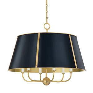 Hudson Valley - MDS121-AGB/DBL - Six Light Chandelier - Cambridge - Aged Brass/Darkest Blue