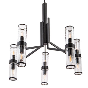 Norwell Lighting - 8150-MB-CL - Ten Light Chandelier - Stripe - Matte Black