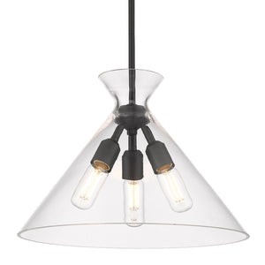 Golden - 0511-3P BLK-CLR - Three Light Pendant - Malta - Matte Black