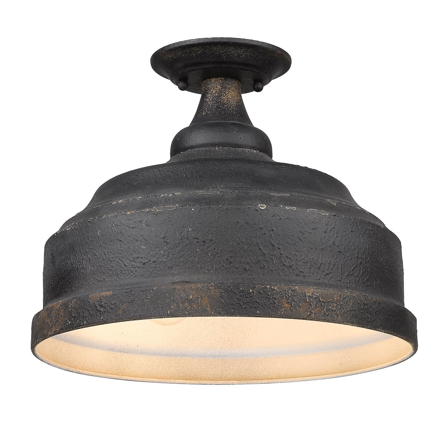 Golden - 0806-SF ABI - Three Light Semi-Flush Mount - Keating - Antique Black Iron