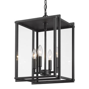 Golden - 6071-O4P NB-CLR - Four Light Outdoor Pendant - Tribeca NB - Natural Black