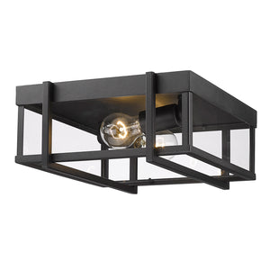 Golden - 6071-OFM NB-CLR - Two Light Outdoor Flush Mount - Tribeca NB - Natural Black