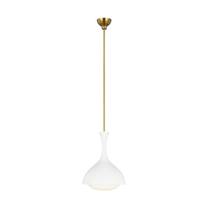 Visual Comfort Studio - AEP1011BBSMWT - One Light Pendant - Lucerne - Matte White and Burnished Brass