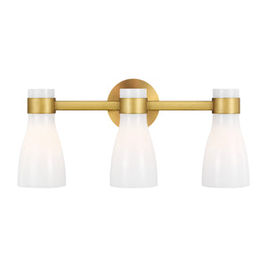 Visual Comfort Studio - AEV1003BBSMG - Three Light Vanity - Moritz - Burnished Brass with Milk White Glass