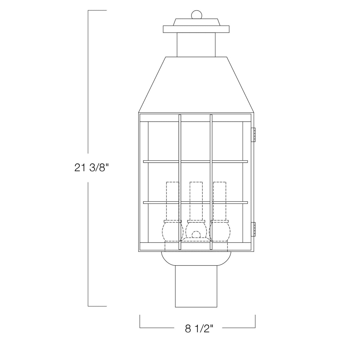 Norwell Lighting - 1056-BR-CL - Three Light Post Mount - American Heritage - Bronze