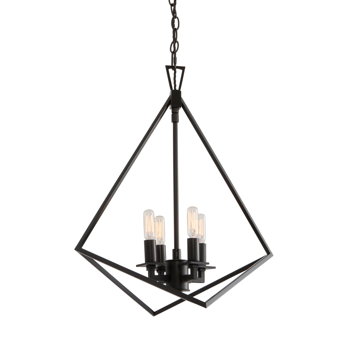 Norwell Lighting - 5388-MB-NG - Four Light Chandelier - Trapezoid Cage - Matte Black