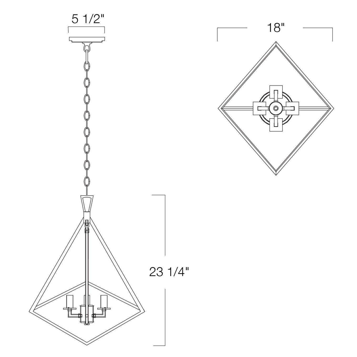 Norwell Lighting - 5388-PN-NG - Four Light Chandelier - Trapezoid Cage - Polished Nickel