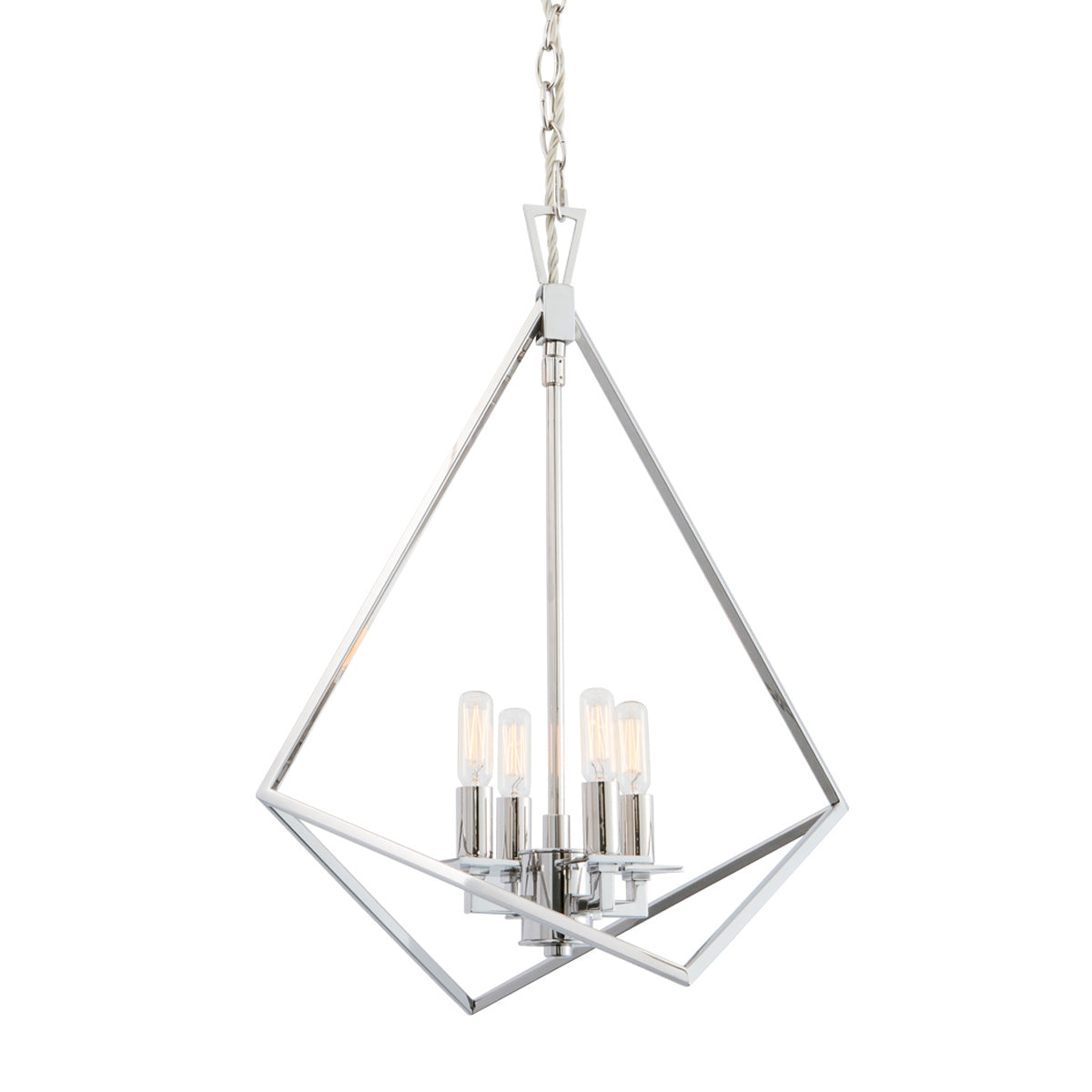 Norwell Lighting - 5388-PN-NG - Four Light Chandelier - Trapezoid Cage - Polished Nickel