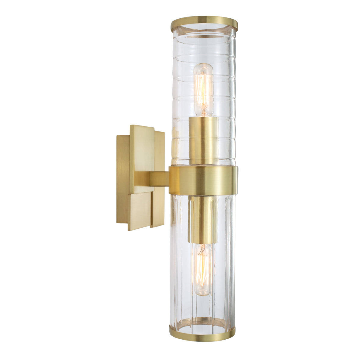 Norwell Lighting - 8149-SB-CL - Two Light Wall Sconce - Stripe - Satin Brass