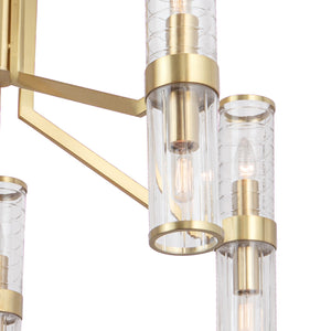 Norwell Lighting - 8150-SB-CL - Ten Light Chandelier - Stripe - Satin Brass