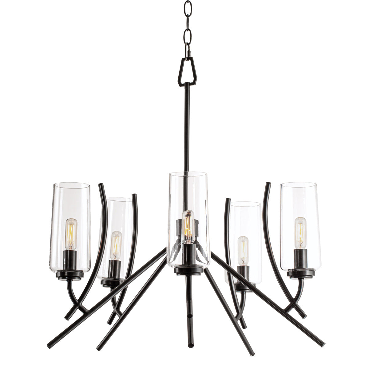 Norwell Lighting - 8154-ADB-CL - Five Light Chandelier - Tulip - Acid Dipped Black