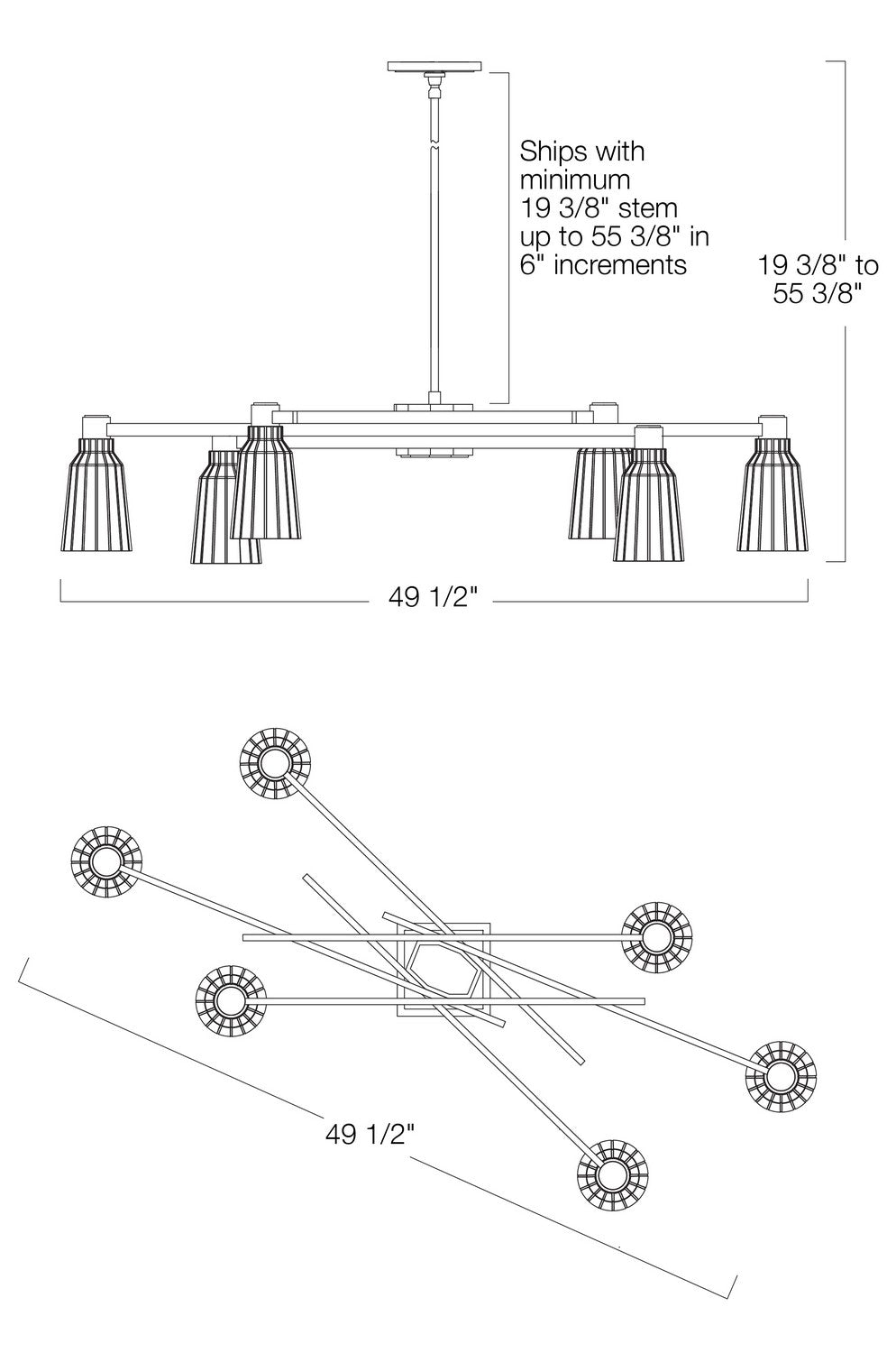 Norwell Lighting - 8158-PN-CL - Six Light Chandelier - Carnival - Polished Nickel