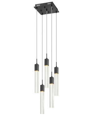 Avenue Lighting - HF1900-5-GL-BK-C - Five Light Pendant - The Original Glacier Avenue - Black