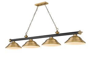 Z-Lite - 2306-4MB-RB-SRB - Four Light Billiard - Cordon - Matte Black + Rubbed Brass