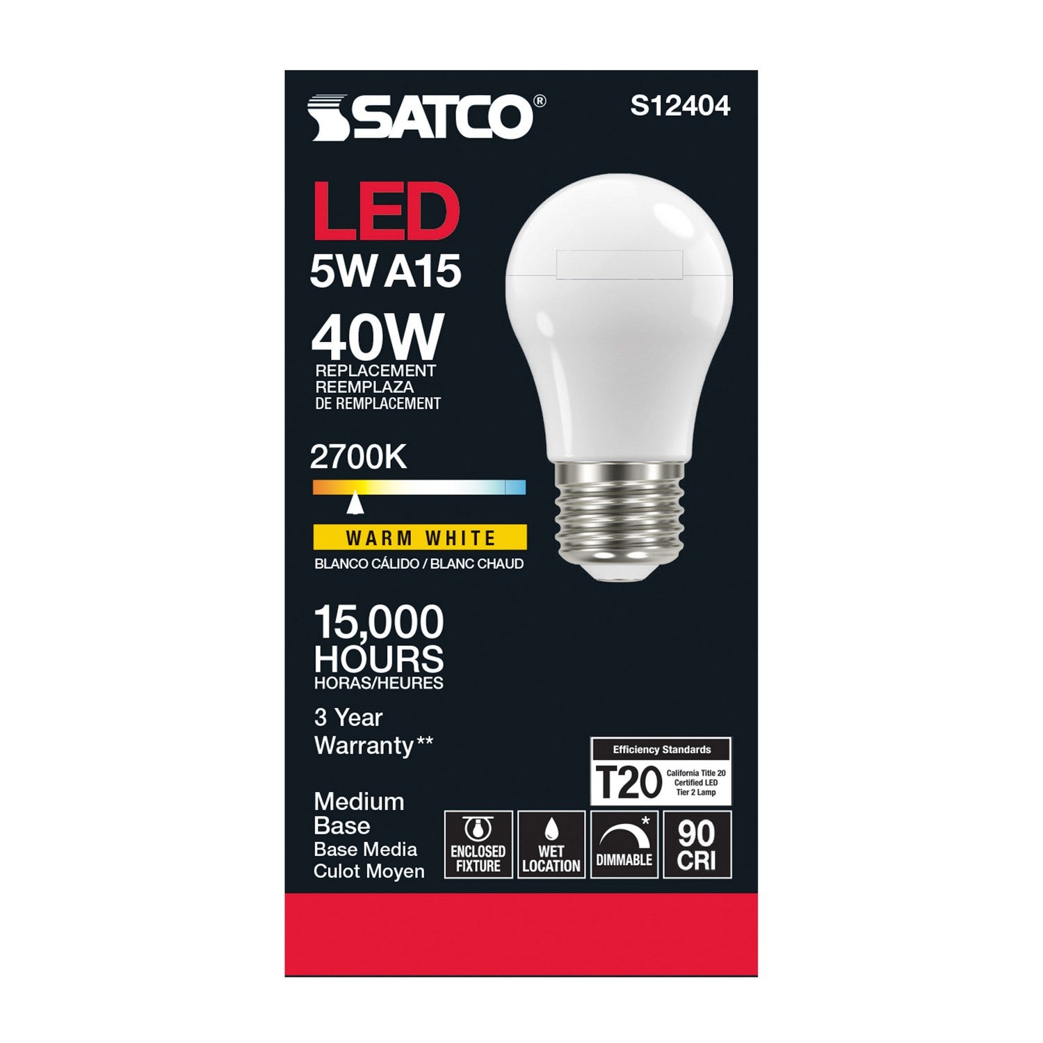 Satco - S12404 - Light Bulb - Soft White