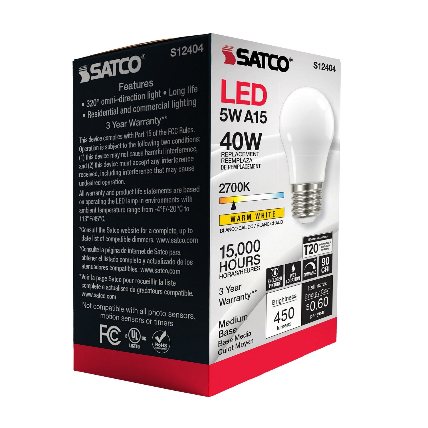 Satco - S12404 - Light Bulb - Soft White