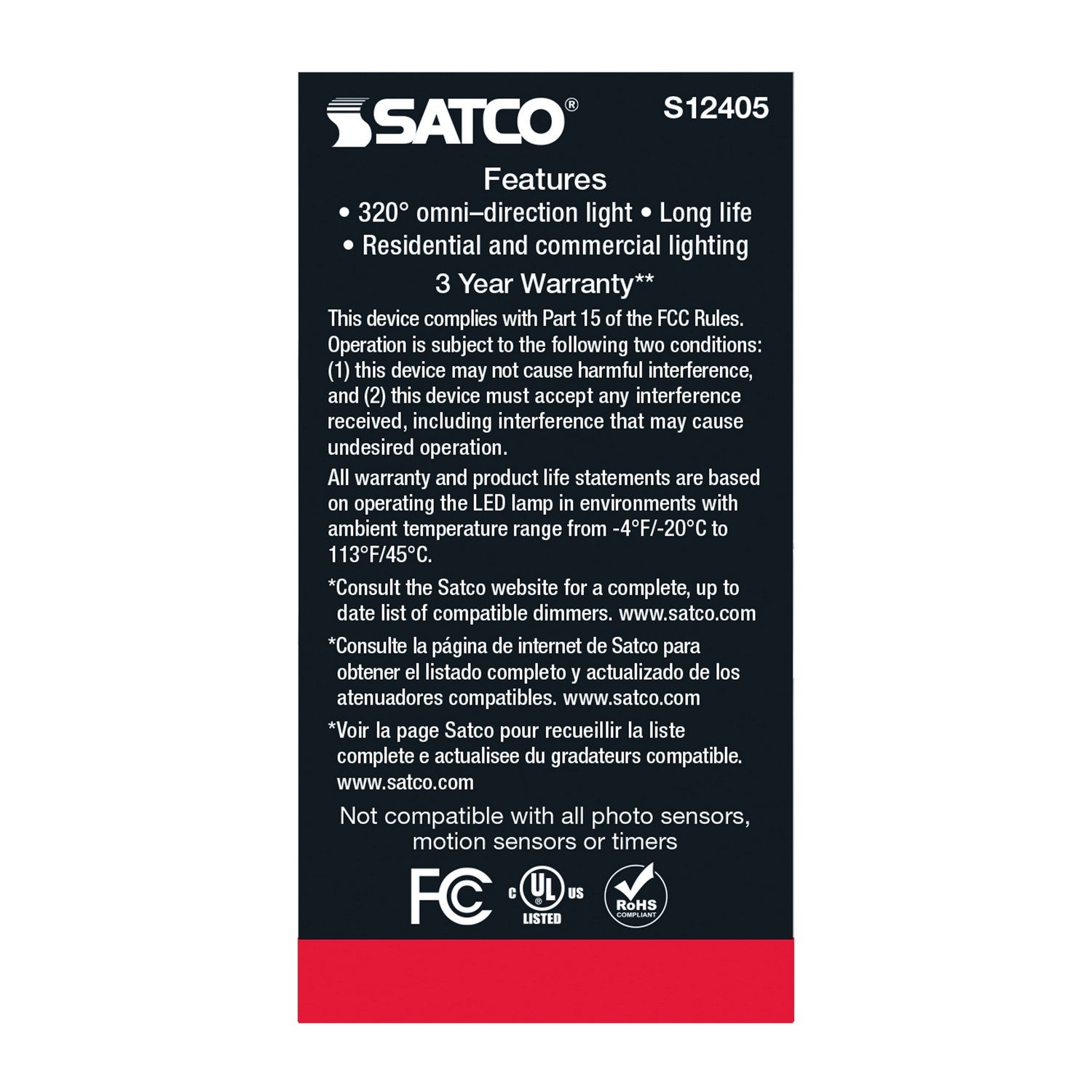 Satco - S12405 - Light Bulb - Soft White