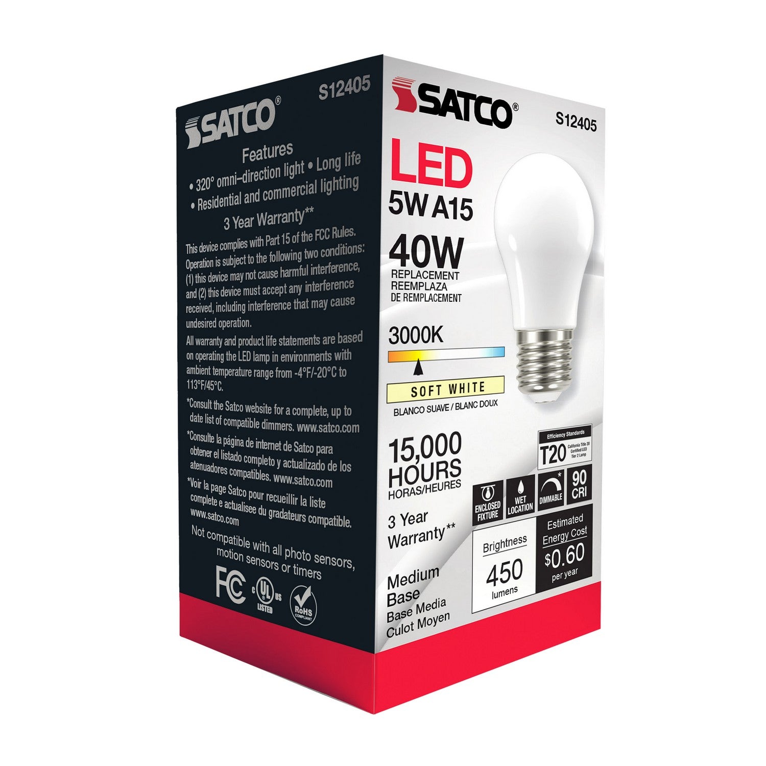 Satco - S12405 - Light Bulb - Soft White