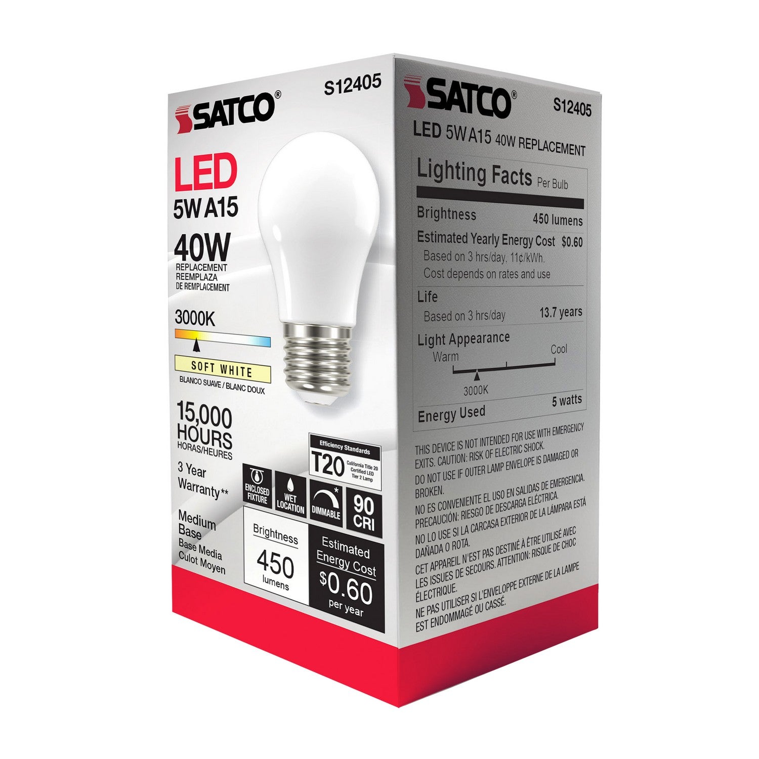 Satco - S12405 - Light Bulb - Soft White