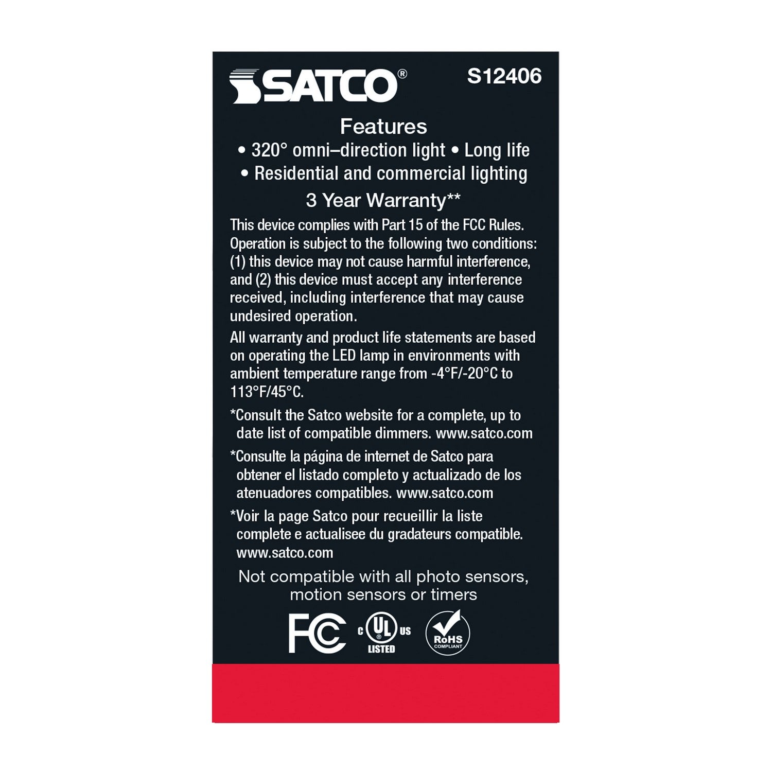 Satco - S12406 - Light Bulb - Clear