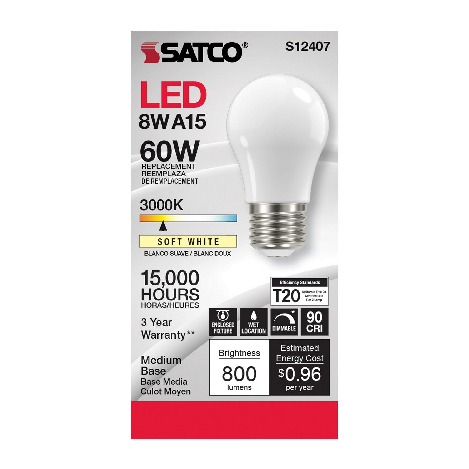Satco - S12407 - Light Bulb - Soft White