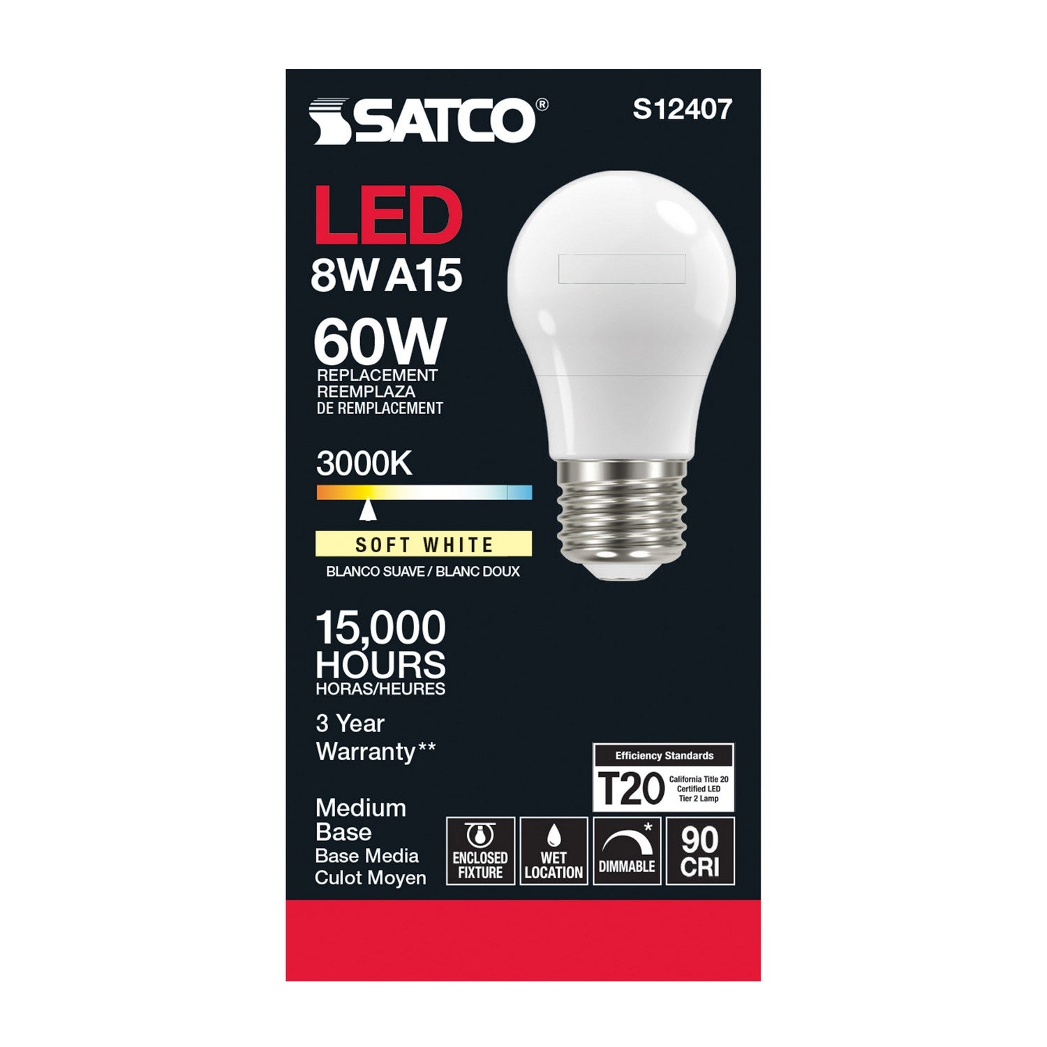 Satco - S12407 - Light Bulb - Soft White