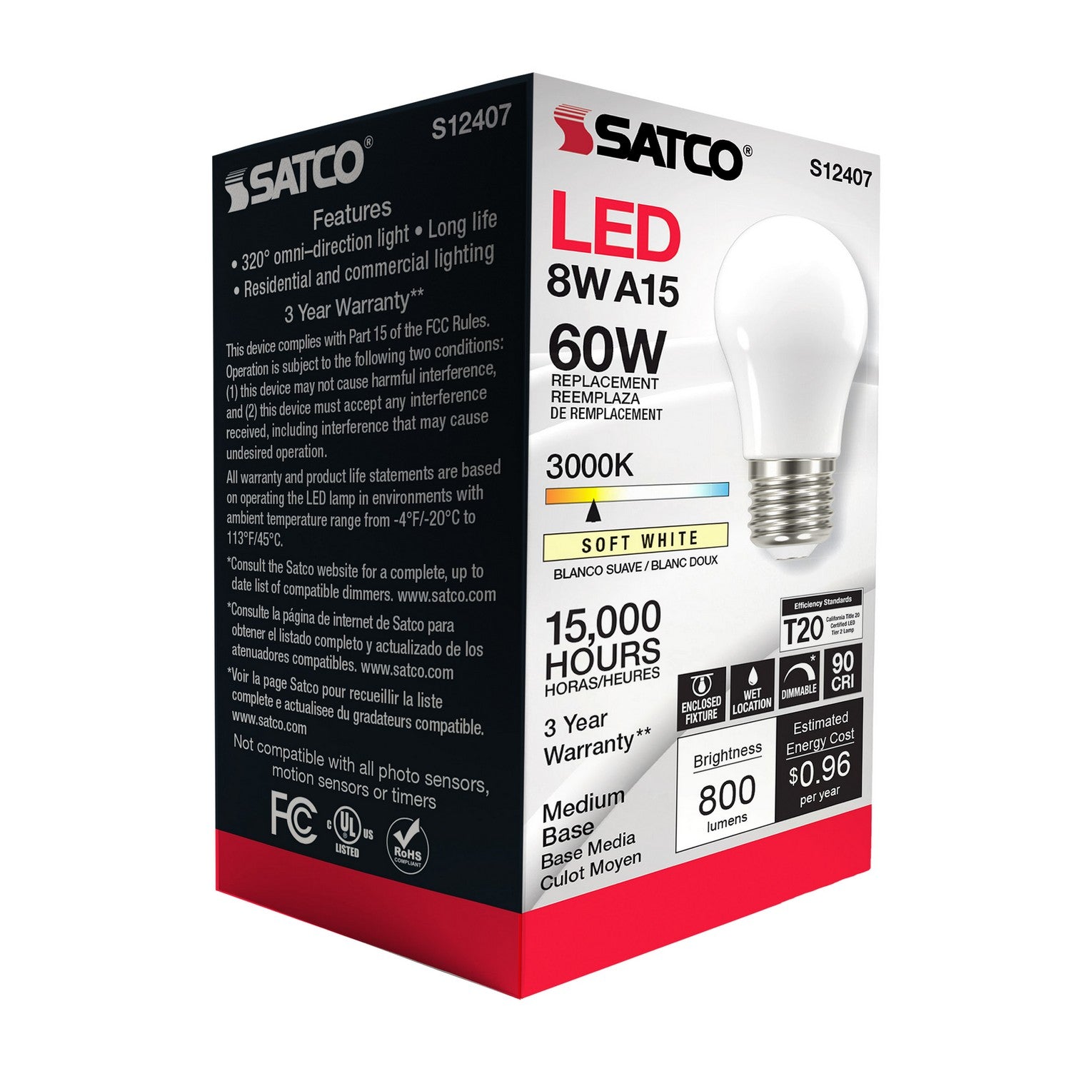 Satco - S12407 - Light Bulb - Soft White