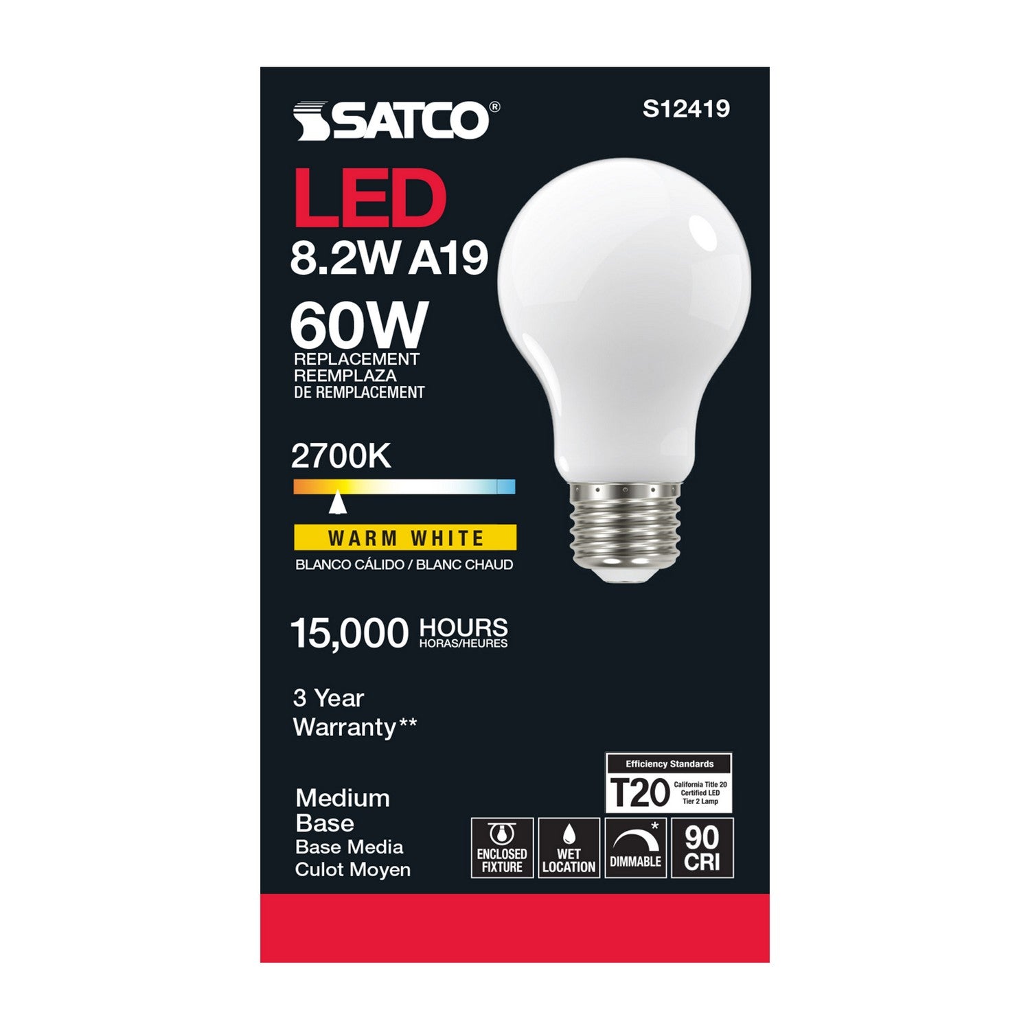 Satco - S12419 - Light Bulb - Soft White