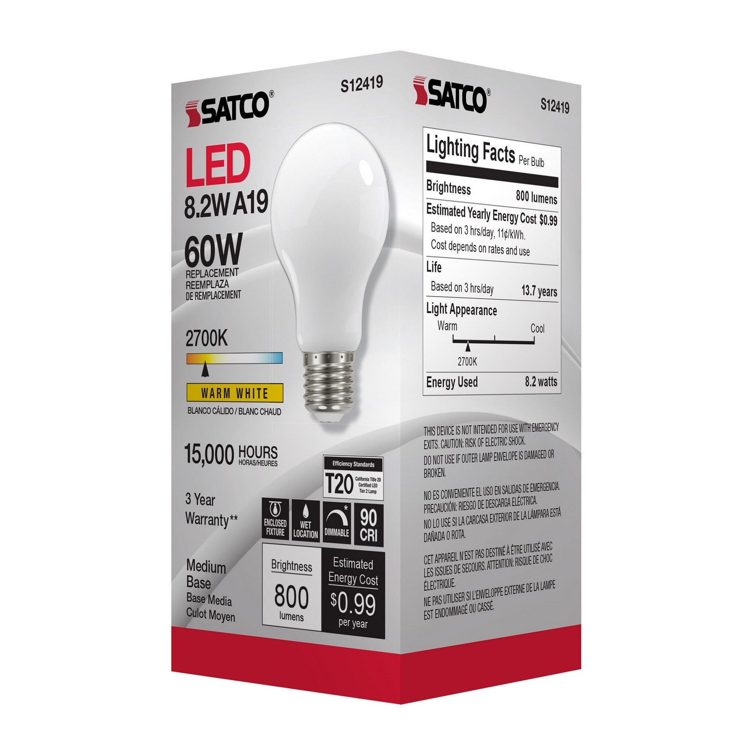 Satco - S12419 - Light Bulb - Soft White