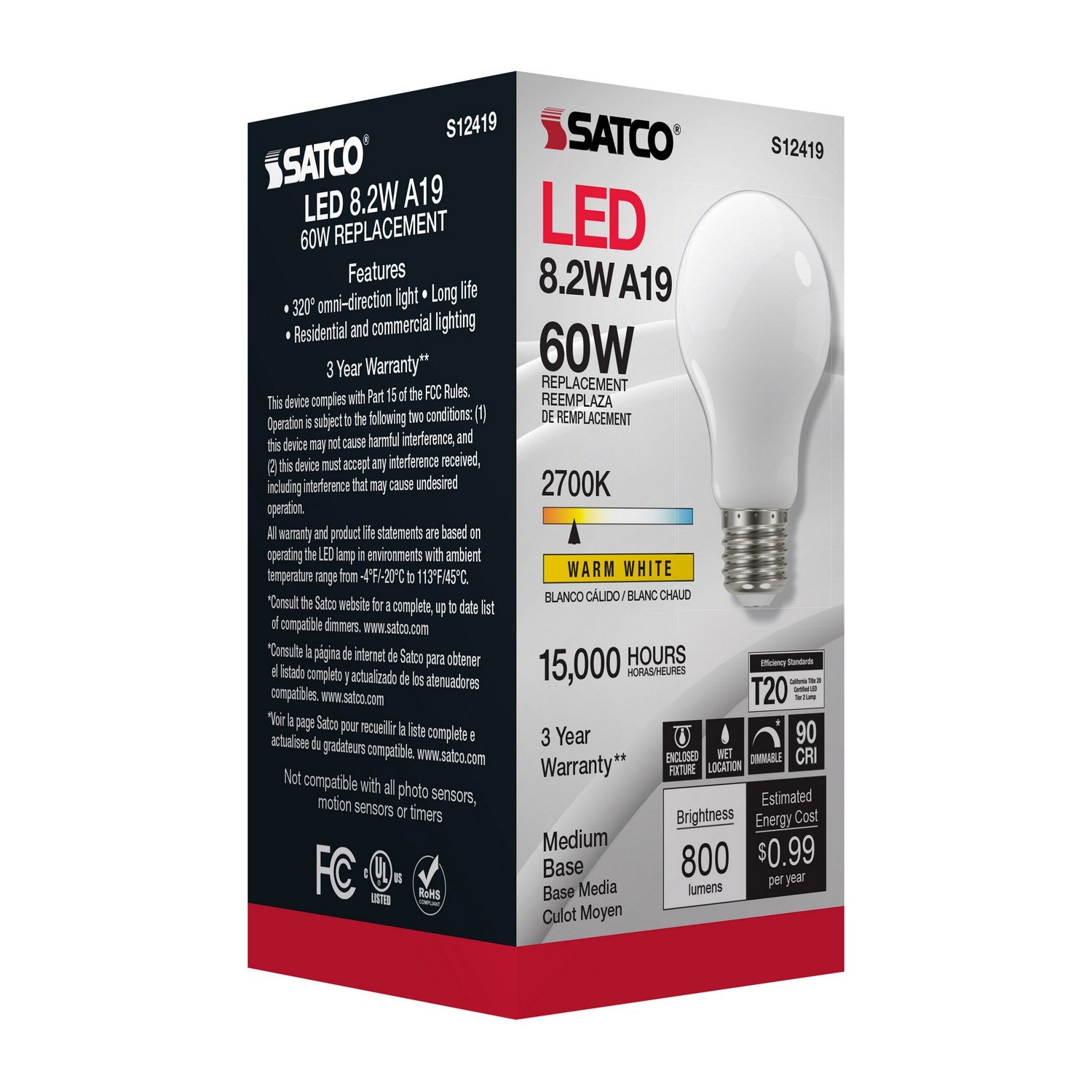 Satco - S12419 - Light Bulb - Soft White