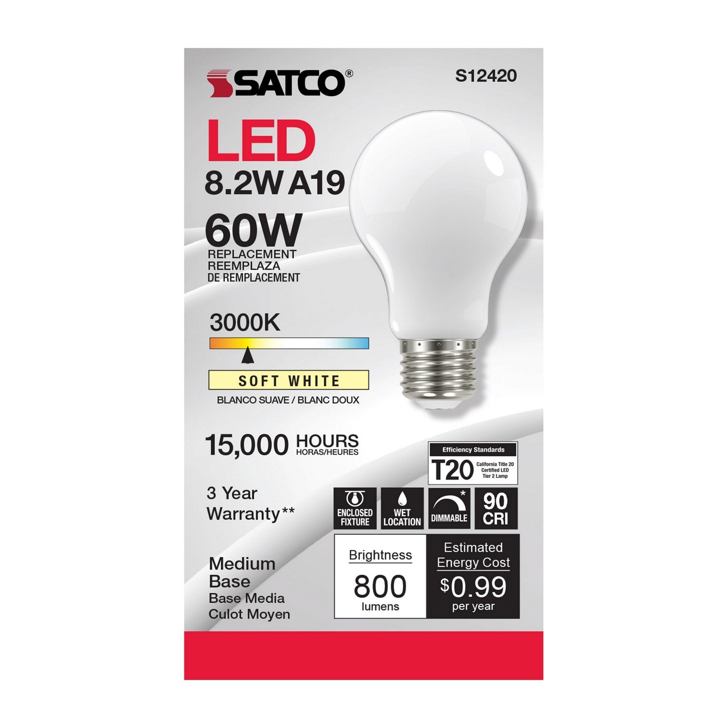 Satco - S12420 - Light Bulb - Soft White