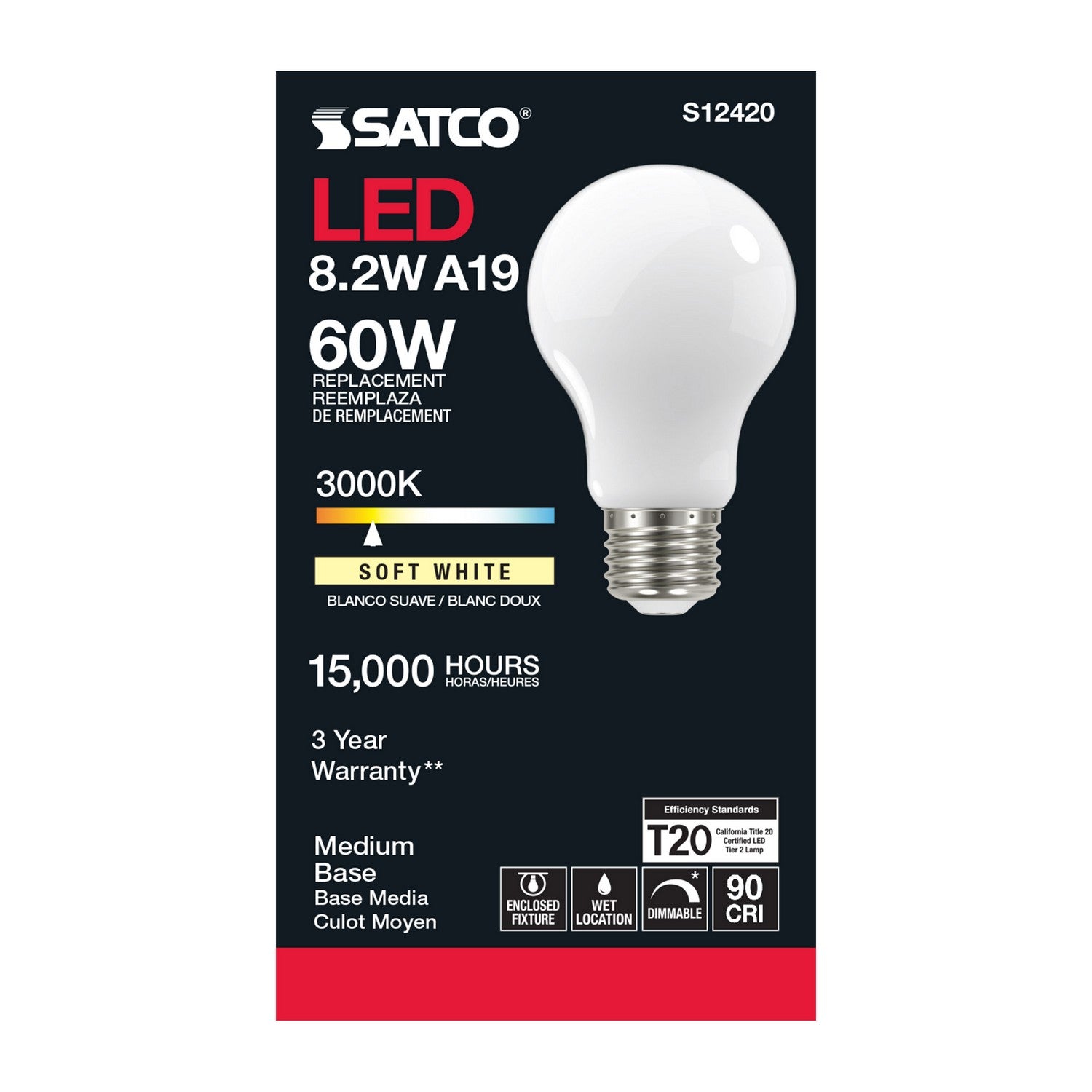 Satco - S12420 - Light Bulb - Soft White