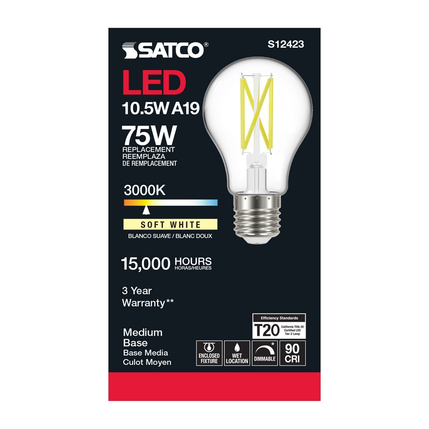 Satco - S12423 - Light Bulb - Clear