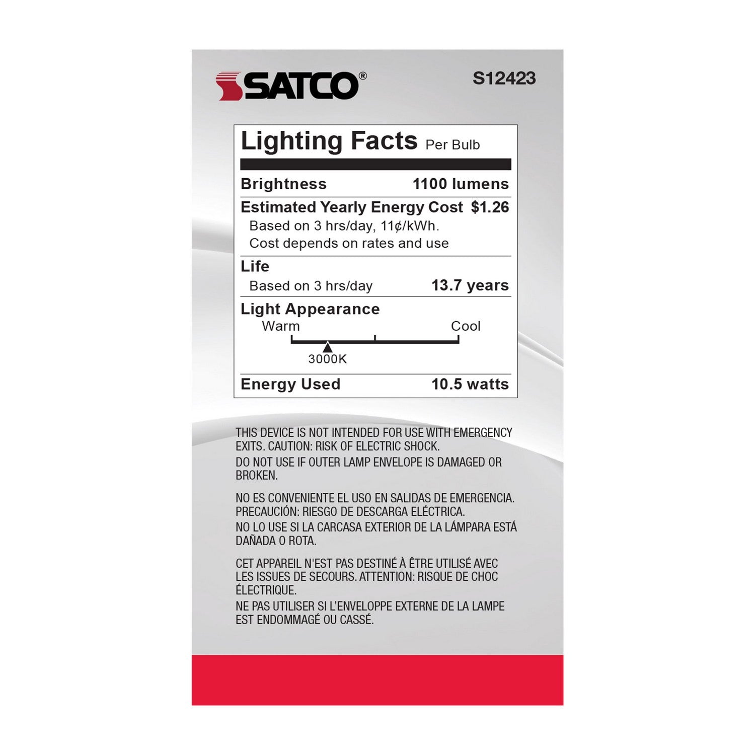 Satco - S12423 - Light Bulb - Clear