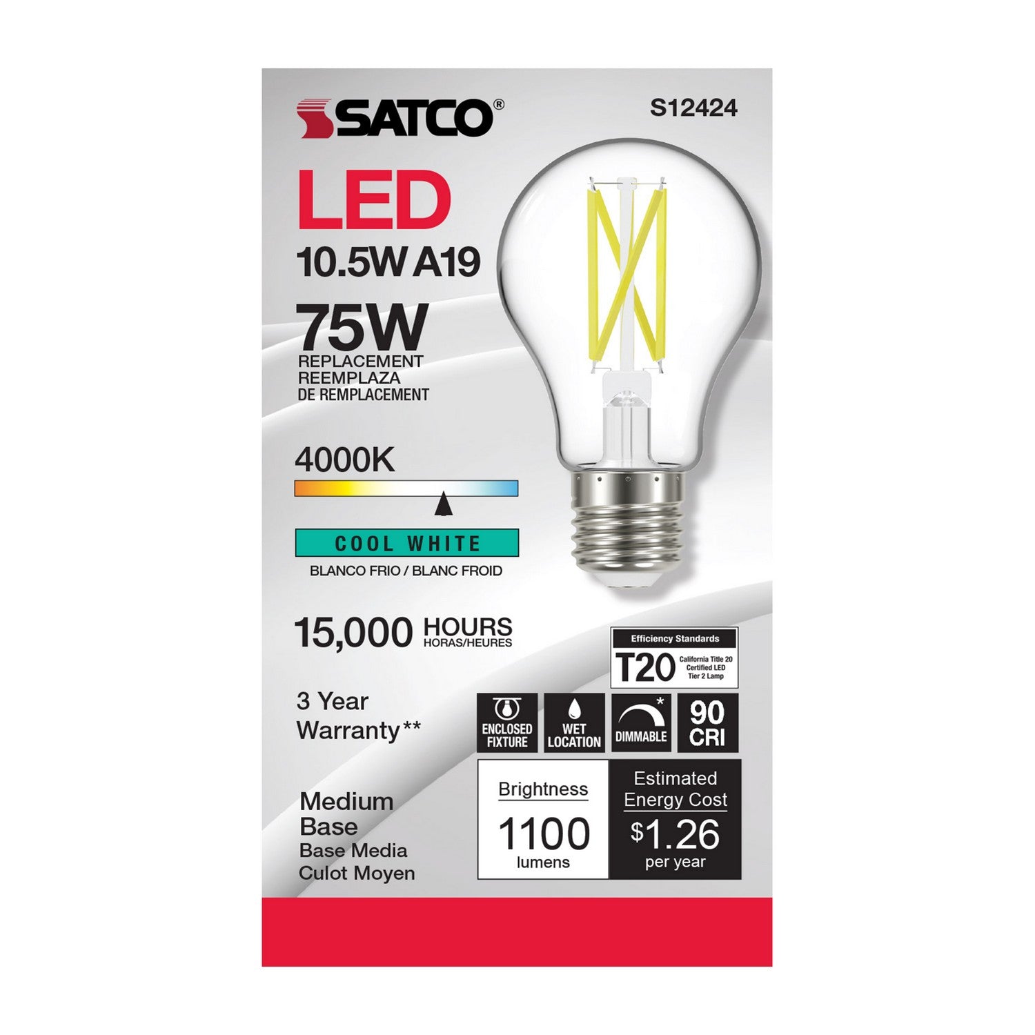 Satco - S12424 - Light Bulb - Clear
