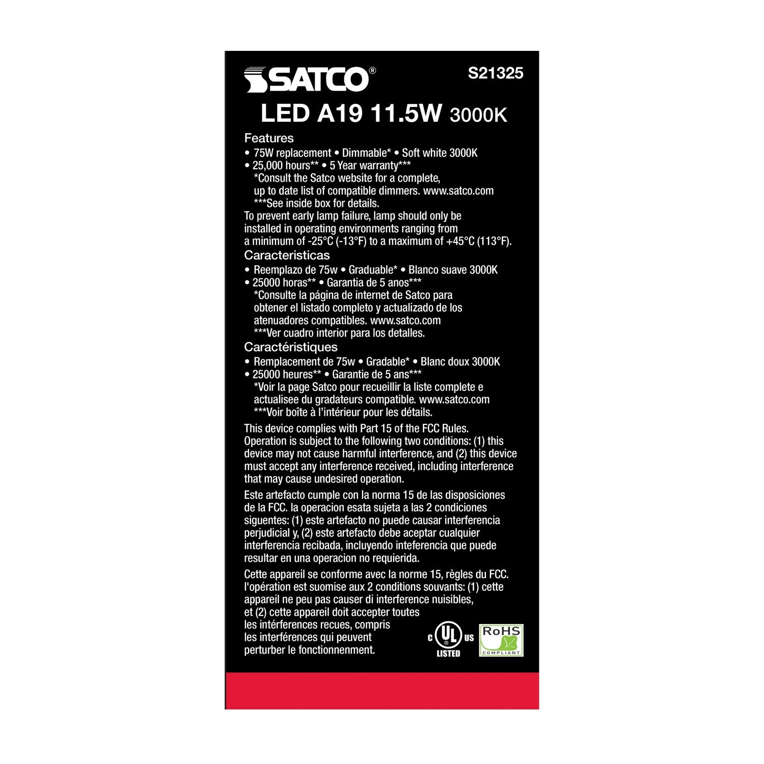 Satco - S21325 - Light Bulb - Frost