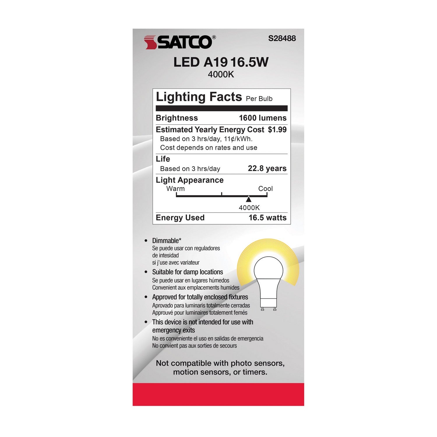 Satco - S28488 - Light Bulb - Frost