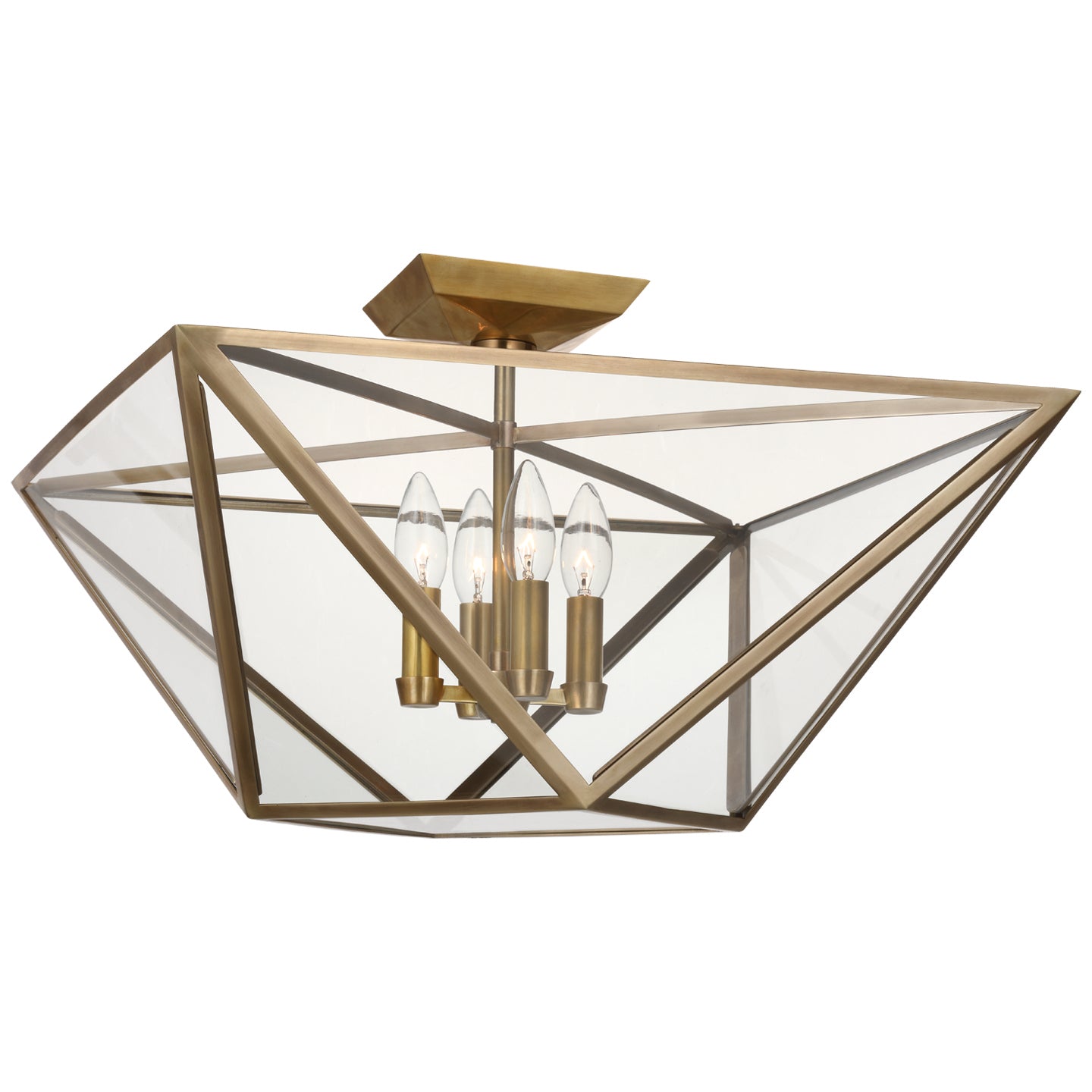 Visual Comfort Signature - JN 4240HAB-CG - LED Semi-Flush Mount - Lorino - Hand-Rubbed Antique Brass