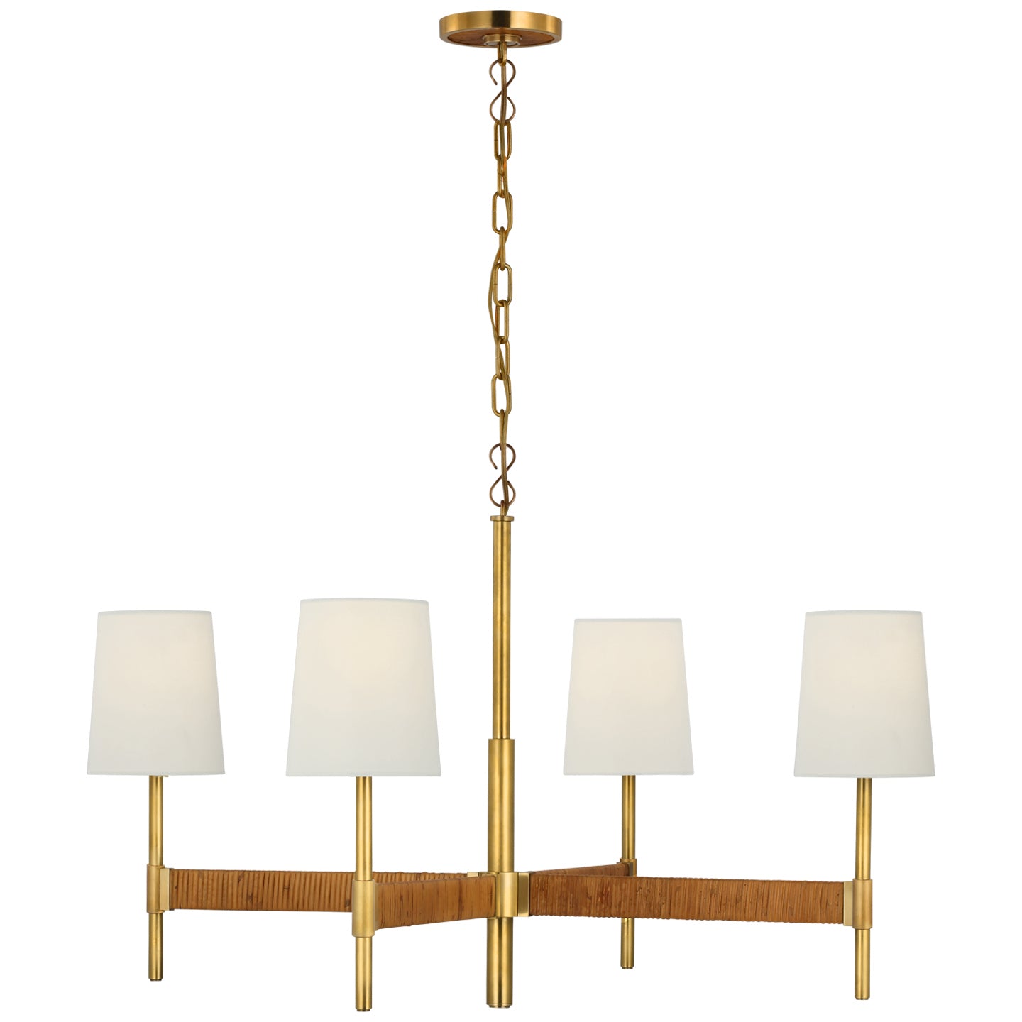 Visual Comfort Signature - SK 5555HAB/DRT-L - LED Chandelier - Elle - Hand-Rubbed Antique Brass and Dark Rattan