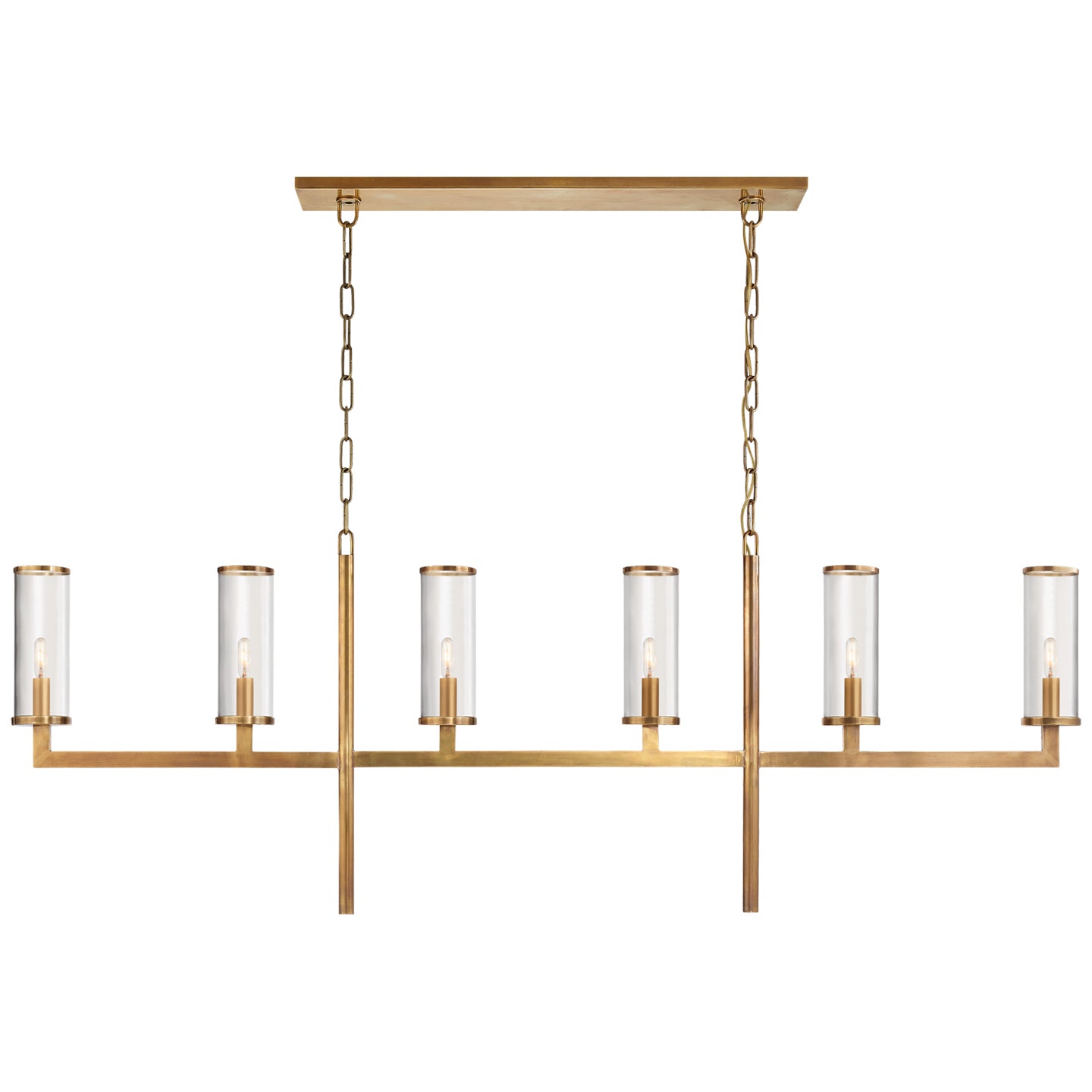 Visual Comfort Signature - KW 5203AB-CG - Six Light Linear Chandelier - Liaison - Antique-Burnished Brass