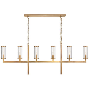 Visual Comfort Signature - KW 5203AB-CG - Six Light Linear Chandelier - Liaison - Antique-Burnished Brass