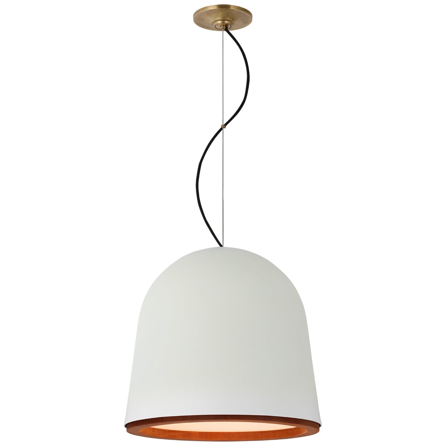 Visual Comfort Signature - S 5127PW - LED Pendant - Murphy - Plaster White and Dark Teak