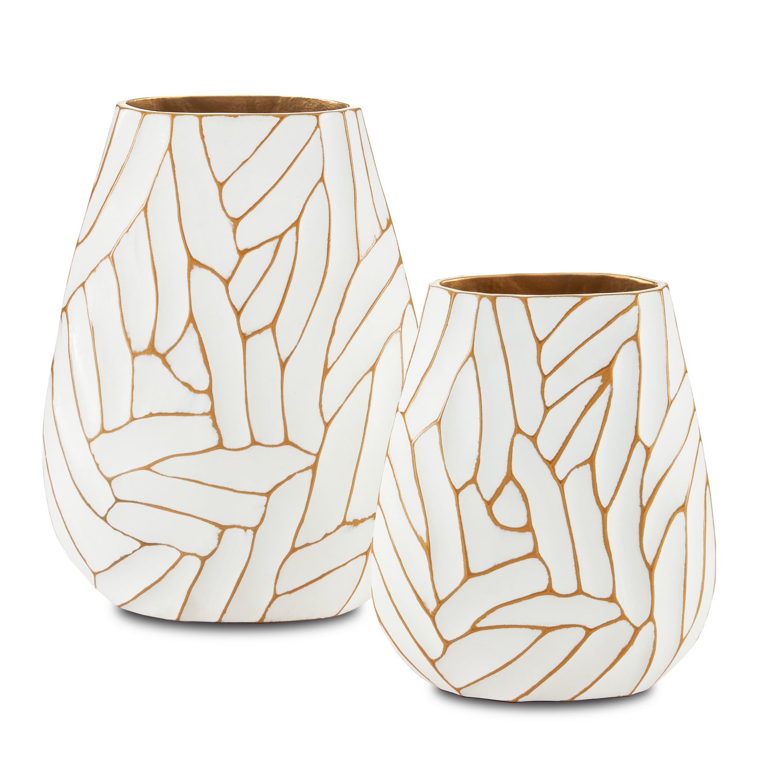 Currey and Company - 1200-0496 - Vase - Anika - White/Gold