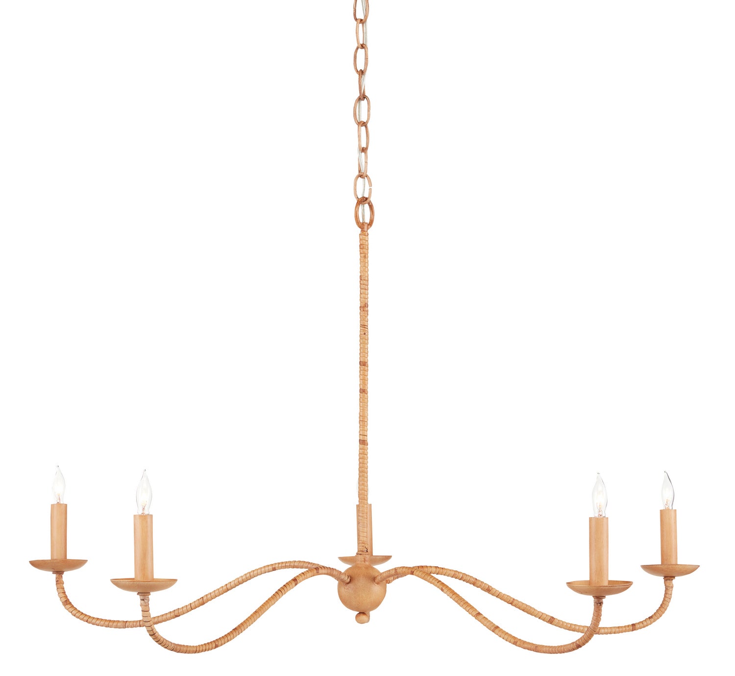 Currey and Company - 9000-0848 - Five Light Chandelier - Saxon Rattan - Saddle Tan/Natural Rattan