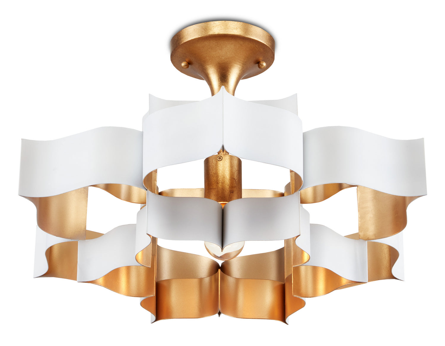 Currey and Company - 9000-0856 - One Light Chandelier - Grand Lotus - Sugar White/Contemporary Gold Leaf