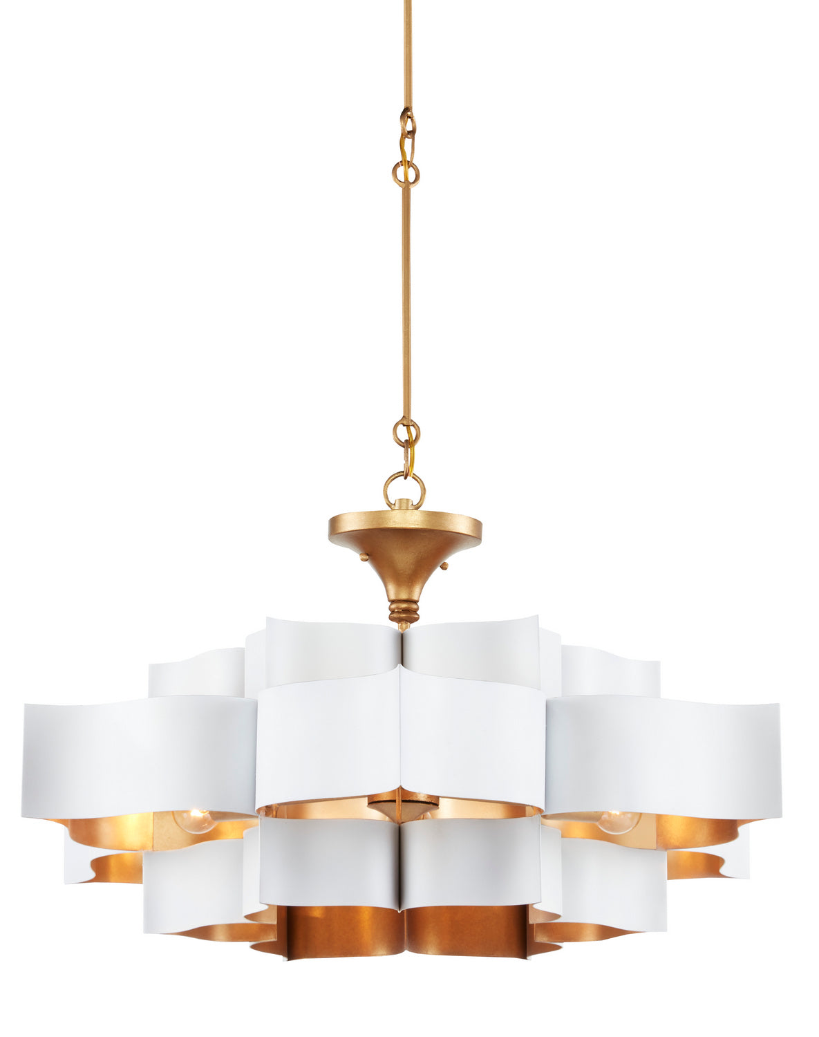 Currey and Company - 9000-0857 - Six Light Chandelier - Grand Lotus - Sugar White/Contemporary Gold Leaf