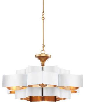 Currey and Company - 9000-0857 - Six Light Chandelier - Grand Lotus - Sugar White/Contemporary Gold Leaf